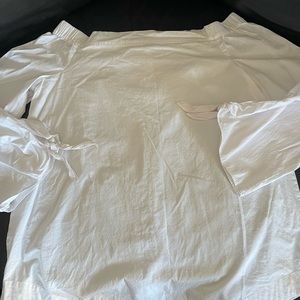 Free People White Off Shoulder 100% Cotton Tie Sleeve Blouse Small